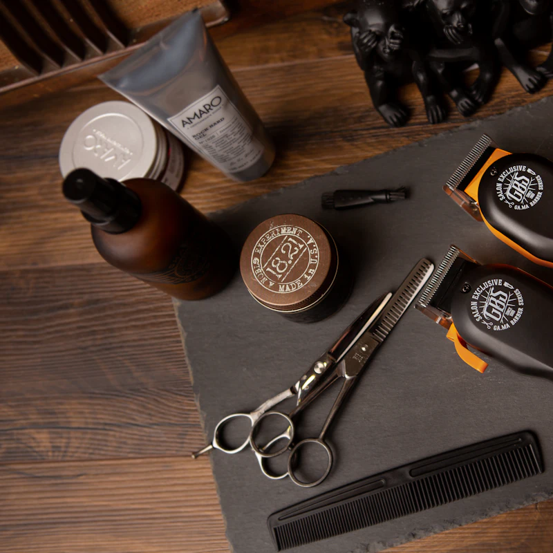 Barber tools on a counter