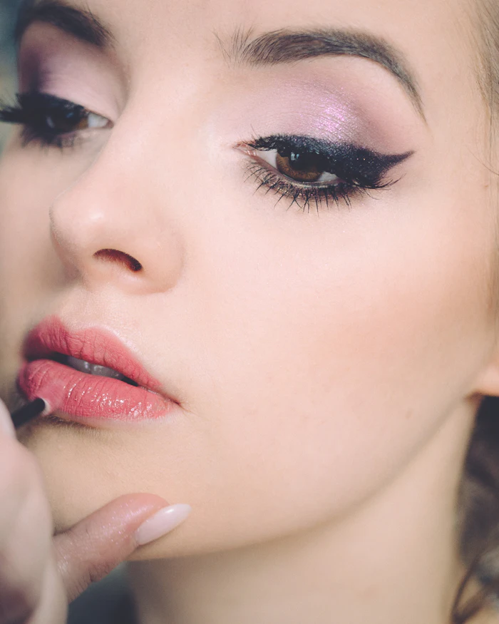 Close-up of party makeup